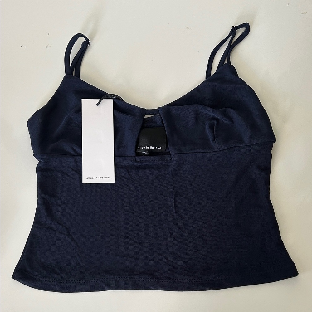 Navy Blue alice in the eve. Mesh Top